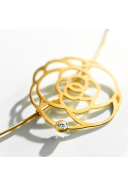 Rose single Pendant with Brilliant, 18 Carat Gold